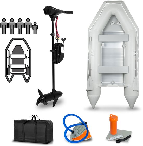 EBERTH opblaasboot met motor — 4 personen, 60 lbs