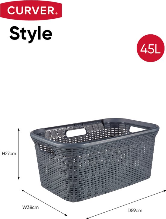 Curver Style Wasmand - 45L - Heupwasmand - Antraciet