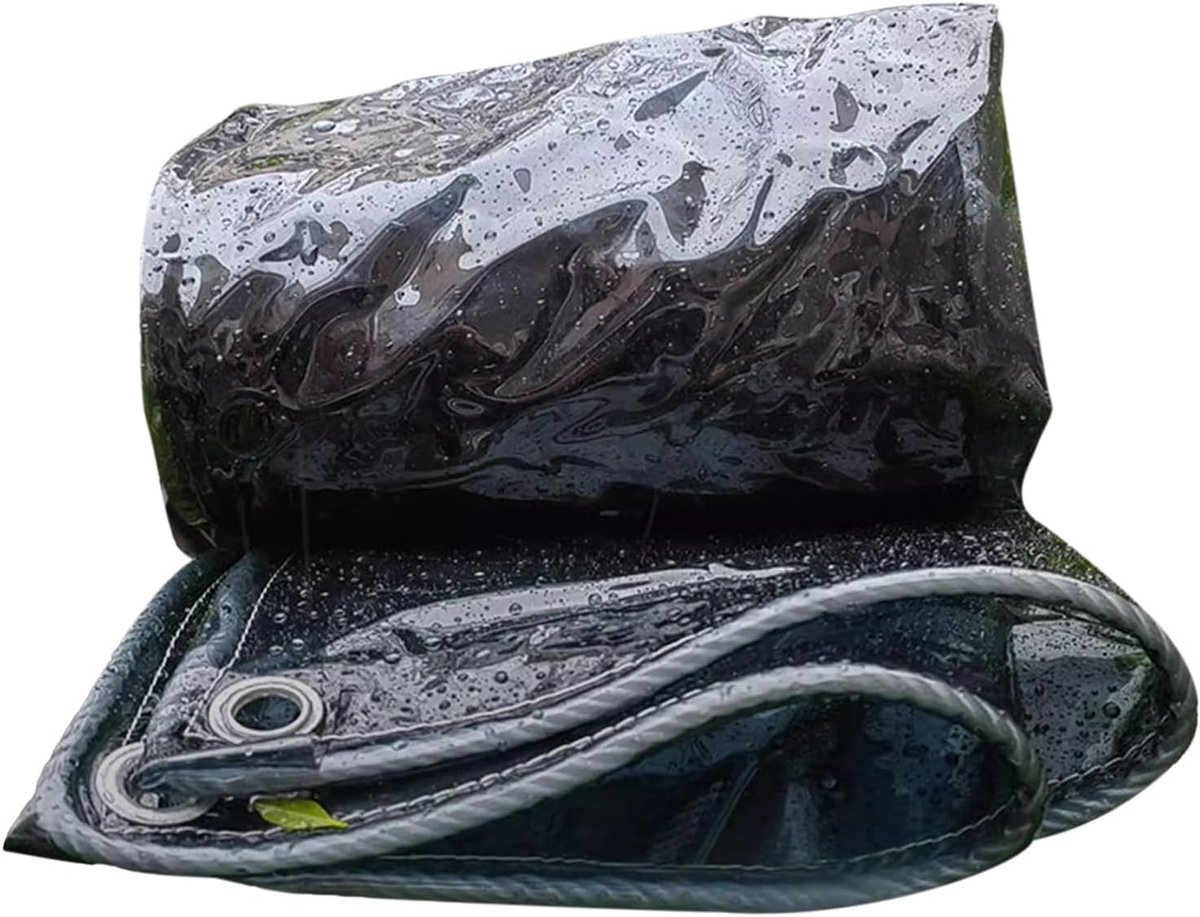 Waterdicht PVC Zeil - Transparant Doek - Tuin Beschermen - Verdikte Hoeken - 5x6m - Zwart