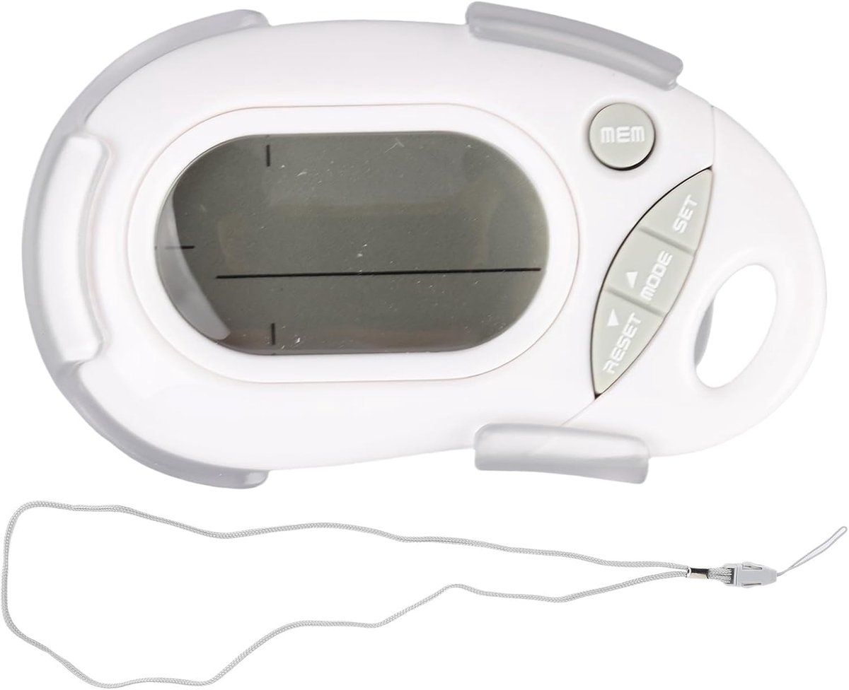 Stappenteller - Pedometer - Dagelijkse Activiteit Meten - 3D Sensor Technologie - 42 g - Wit