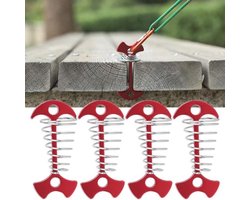 Aluminium Tenttouwspanners Set van 4 met Veergesp en Grondankers - Ideaal voor Kamperen en Wandelen