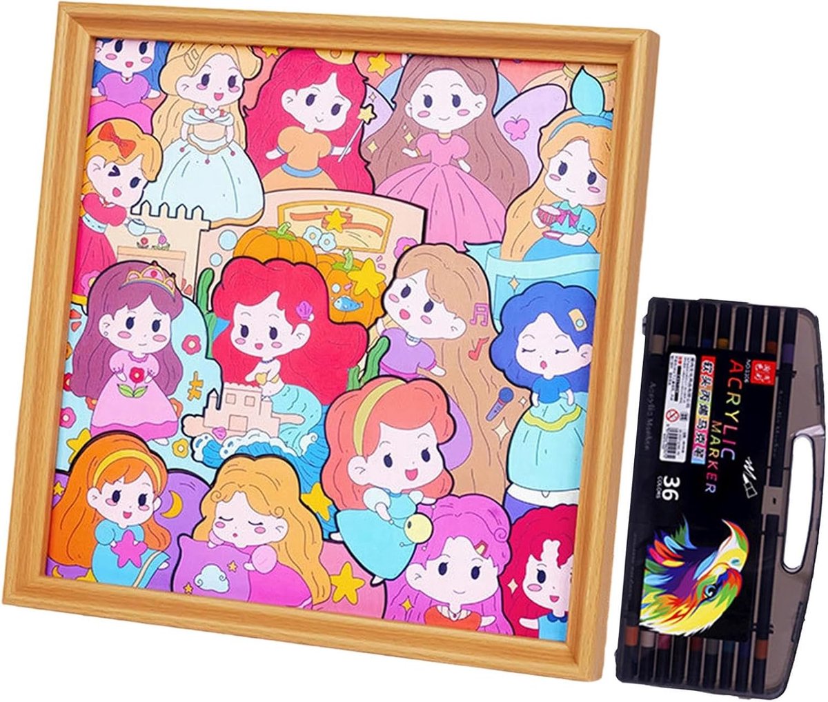 Houten Puzzel Fotolijst - Kinder Knutselpakket - Creatief Spelen - Beschilderbaar Hout - 32 x 32 cm - Houtkleur