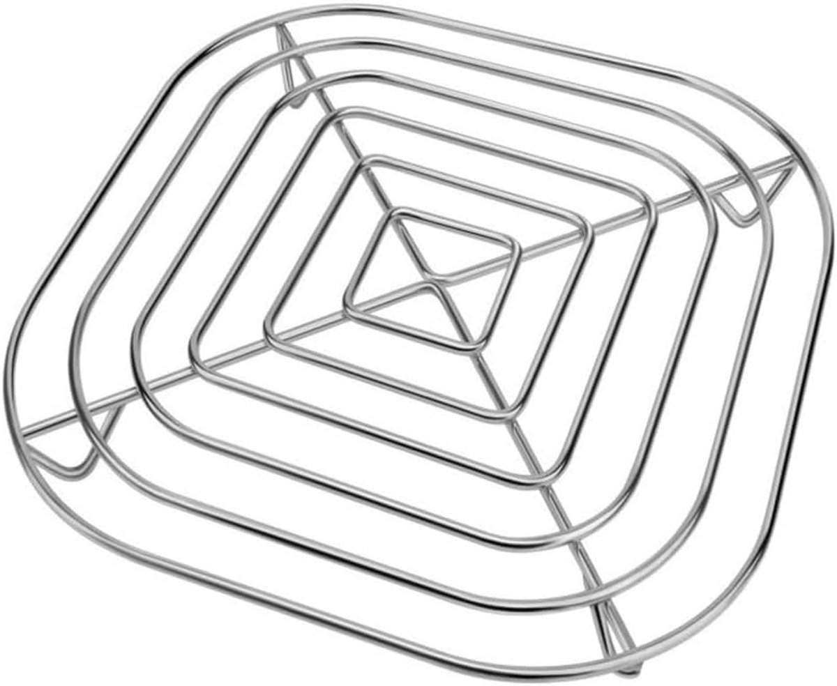 Stoomrek Vierkant Grillrek Bakrek Airfryer Gebruik SUS304 Roestvrij Staal 20.5 x 20.5 cm Zilver