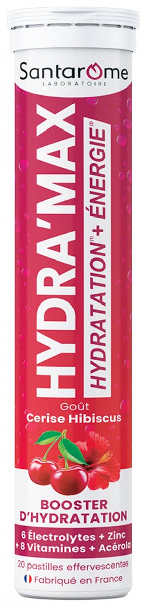 Santarome Hydra'Max Vochtversterker 20 Bruistabletten (Smaak : Kersen-Hibiscus)