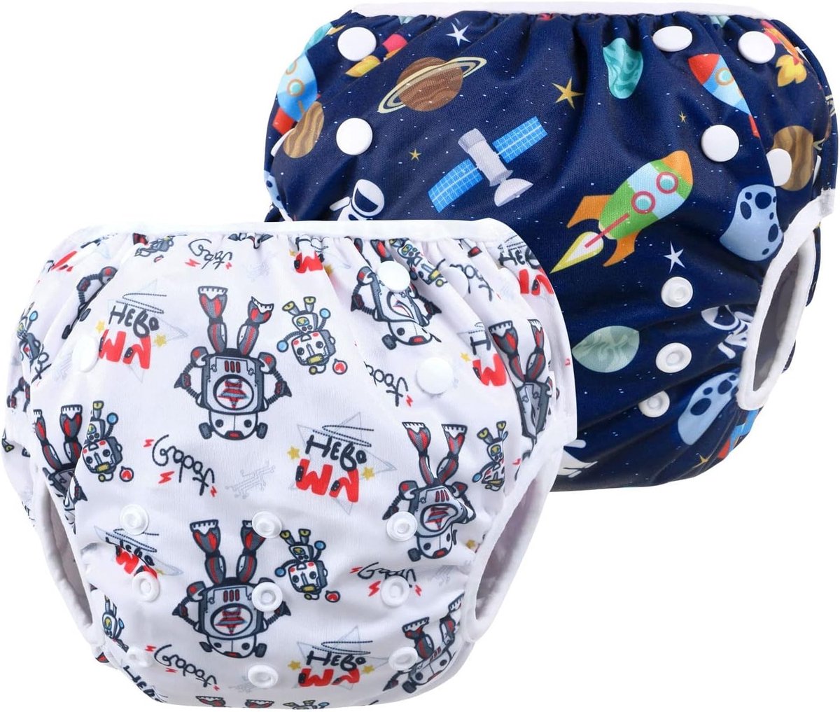 Herbruikbare zwemluier voor babyjongens en meisjes - 2-pack, UV-bescherming, comfortabel en verstelbaar, ideaal voor zwemlessen en vakanties