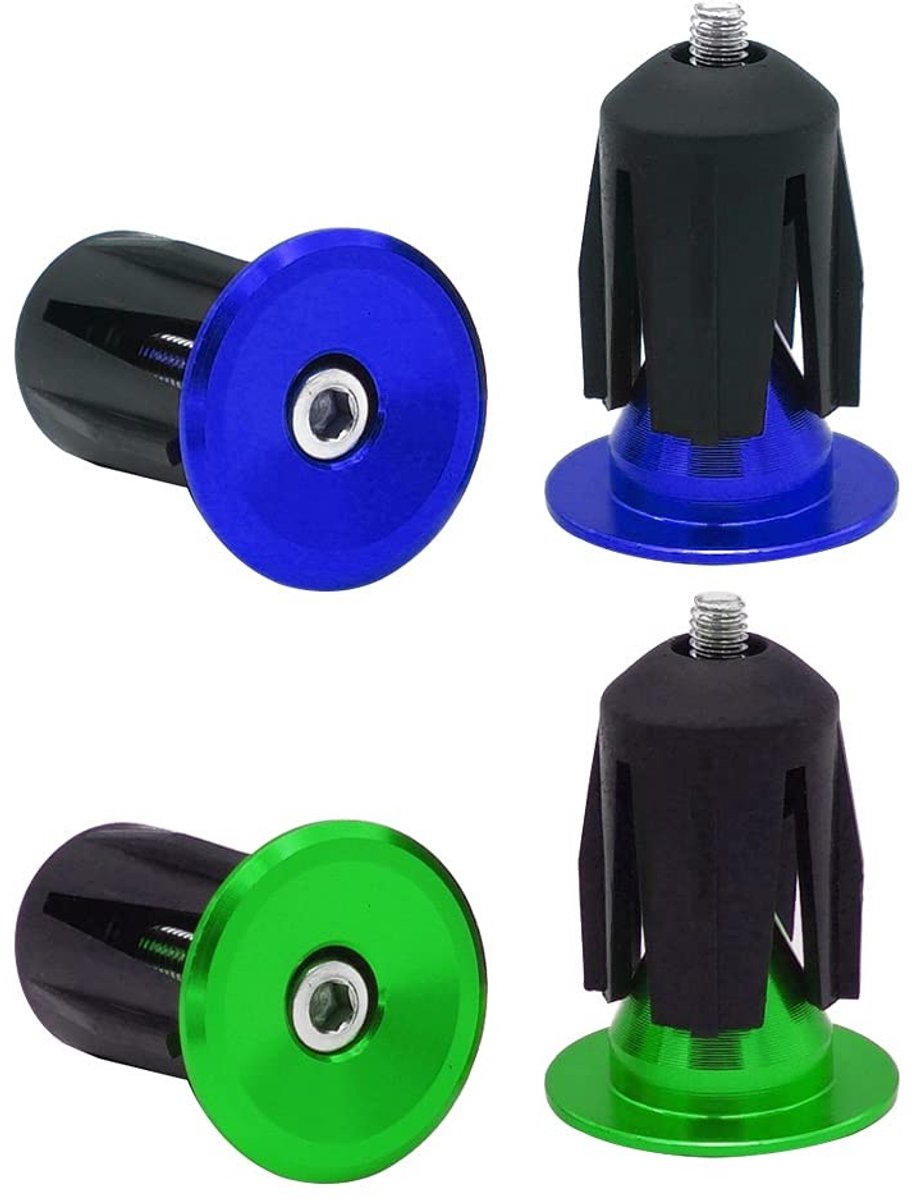 Handvatdoppen voor fiets, mountainbike en BMX - 2 paar in blauw en groen, ideaal voor optimale grip en comfort
