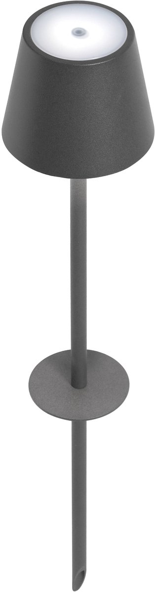 Zafferano Poldina Pro LED Tuinlamp - Oplaadbare Buitenlamp Grijs Antraciet - IP65 Spatwaterdicht - Dimbare LED Lamp - 60cm