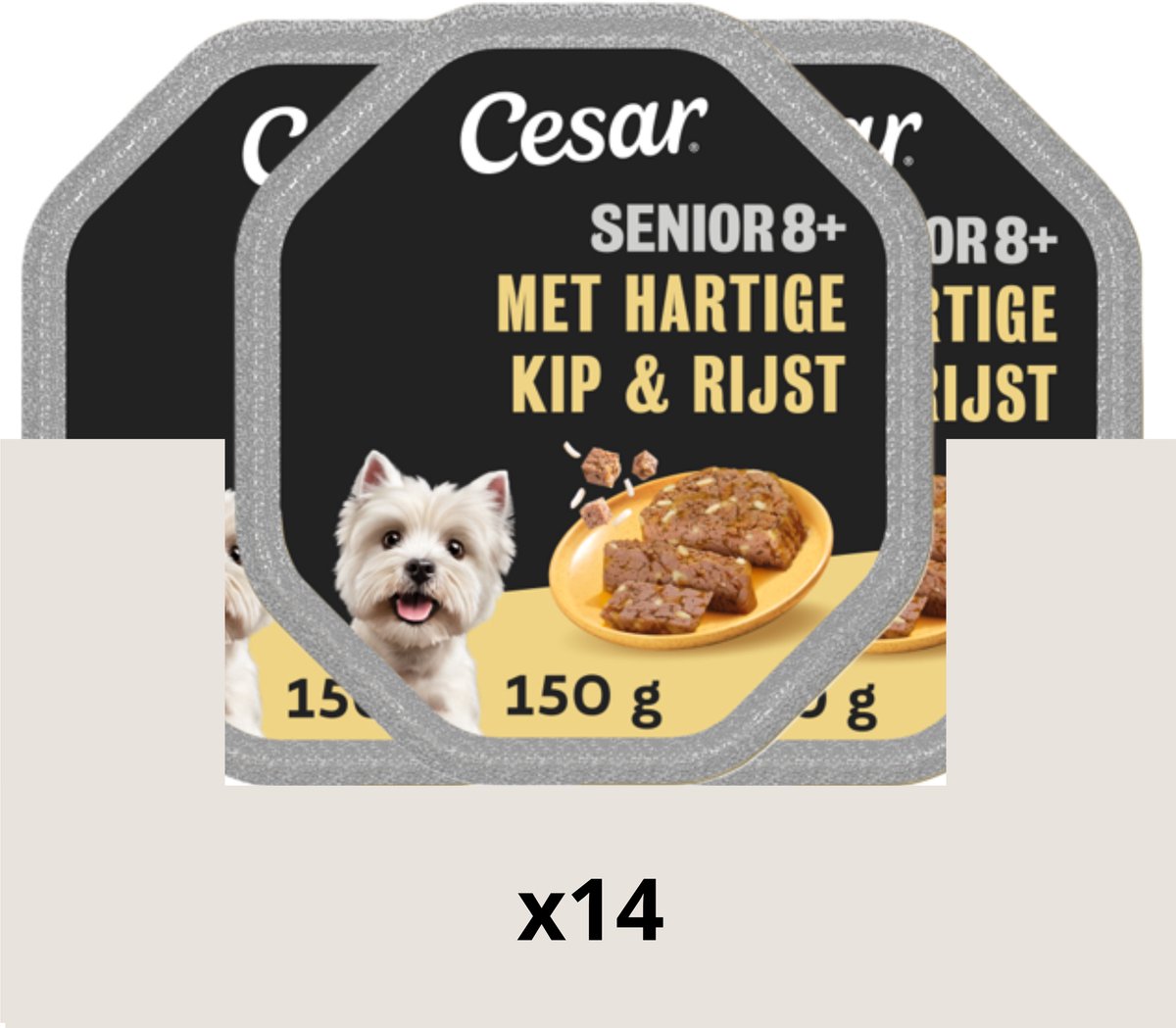 Bol.com Cesar Hondenvoer - Senior 10+ - Kip en Rijst in Gelei - 14x150g aanbieding