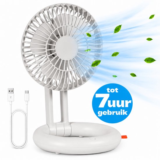 Silvergear tafelventilator – draadloos – opvouwbaar – wit