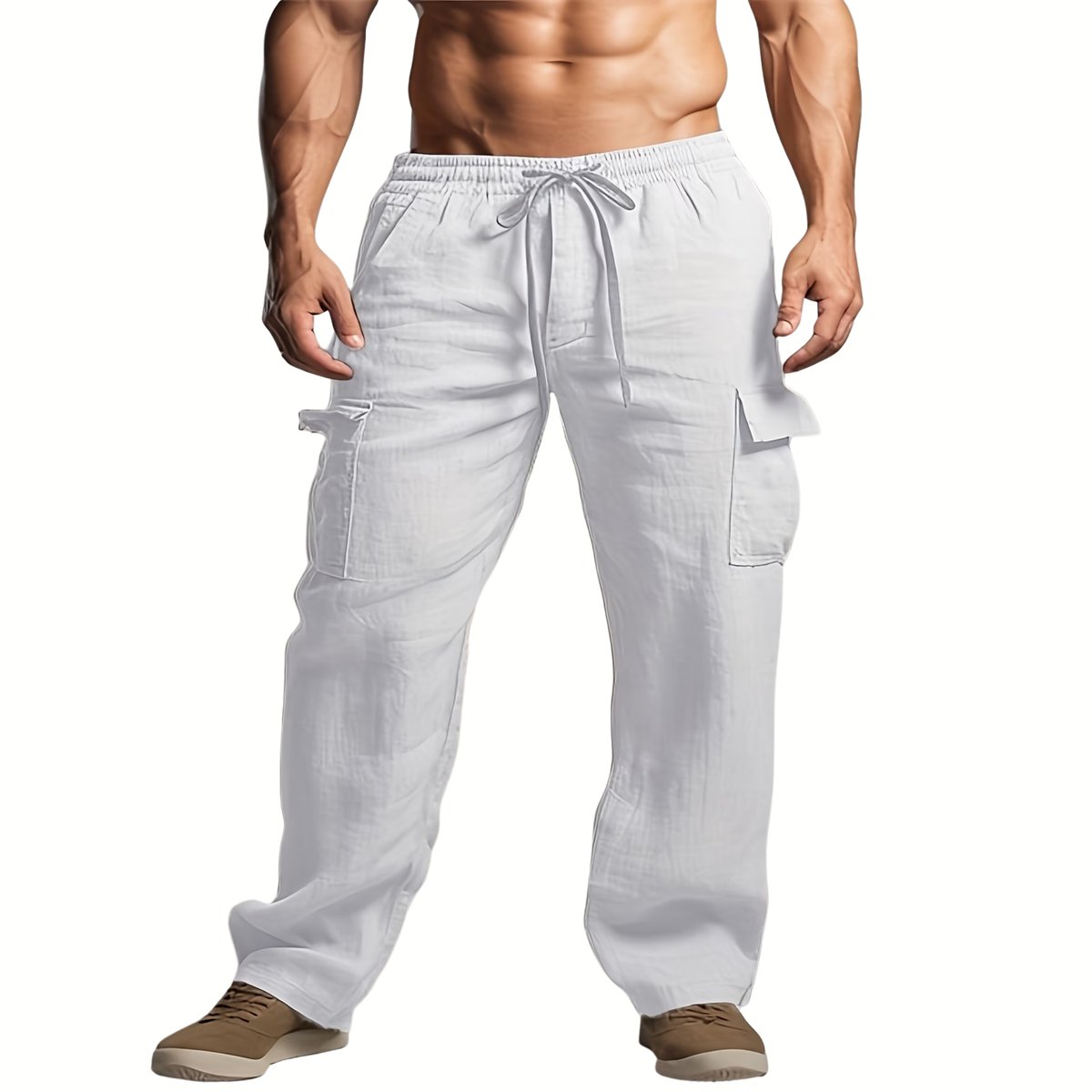 Currero Linnen Broek Heren - Zomerbroek - Volwassenen - Lange Broek - Pantalon - Strandbroek - Zomer - Ibiza Stijl - Wit M