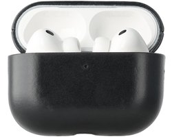 Rosso Deluxe Case Geschikt voor AirPods Pro 3 - Case Echt Leer - Echt Leren Beschermhoes Zwart