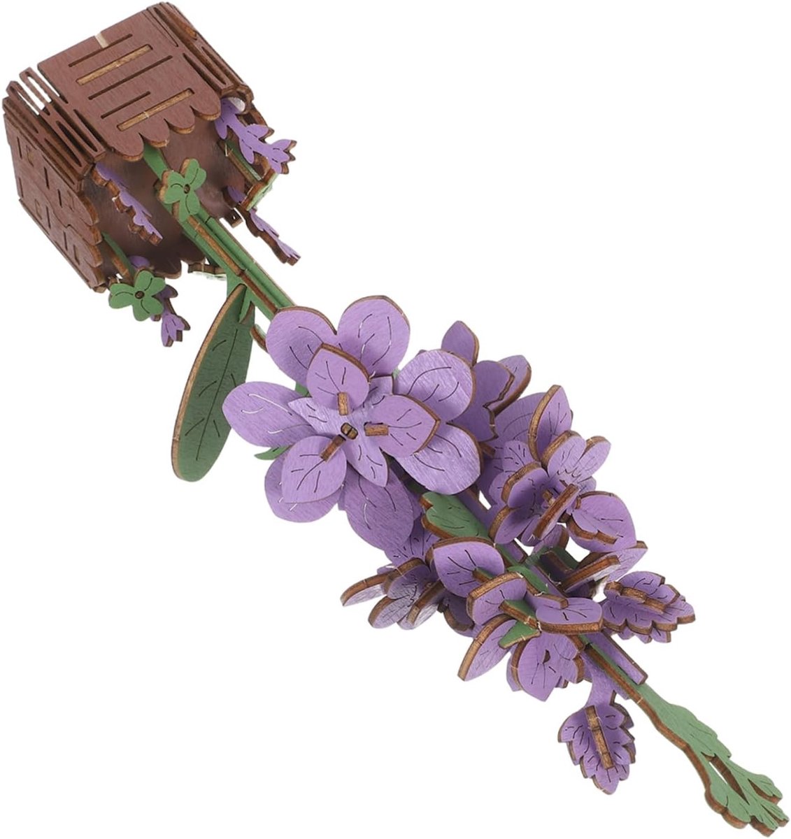 Houten Bloem Puzzel - Boeket Bouwstenen - Creatief Knutselen - Duurzaam Massief Hout - 26 x 5.3 x 5.3 cm
