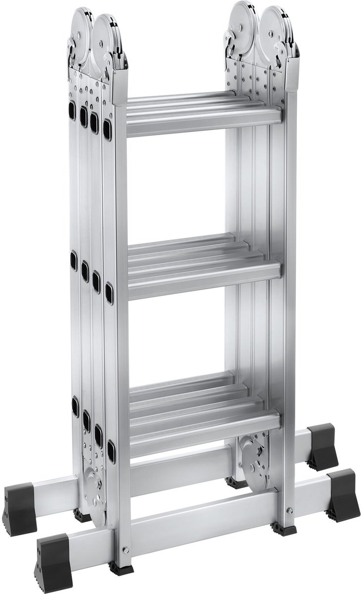 tectake® 6-in-1 Multifunctionele Aluminium Ladder - 352 cm - Antislip - 12 Treden - Aanlegladder - Sta-Ladder - Werkplatform - Steiger - Overhangladder - Trapladder - Inschuifbaar – foto 5