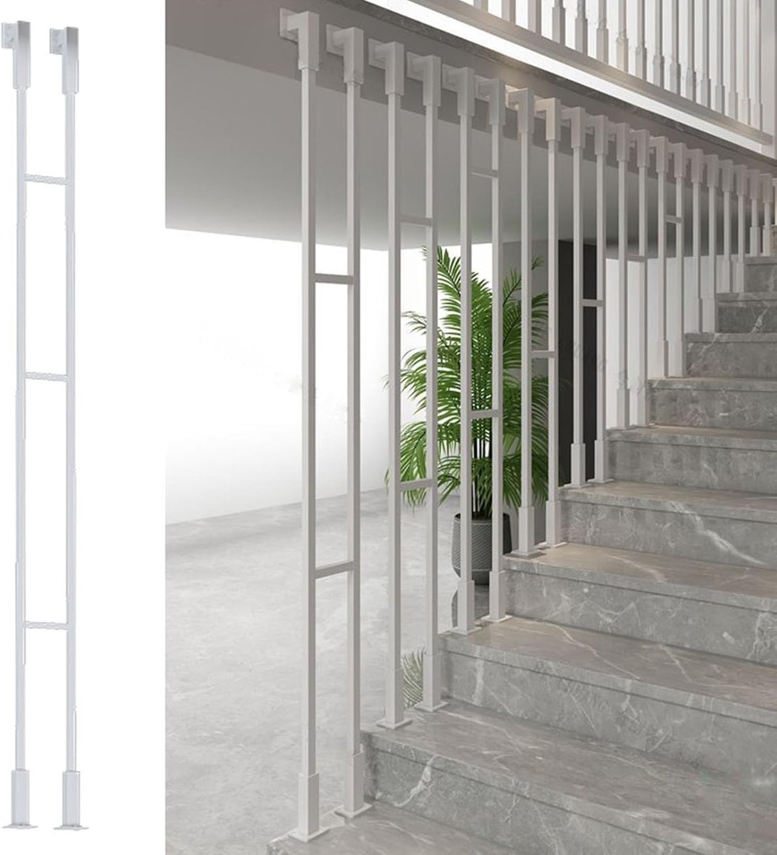 Smeedijzeren Balusters - Trapleuning Kolom - Veiligheid Trappen - Aanpasbare Lengte - 140m - Wit