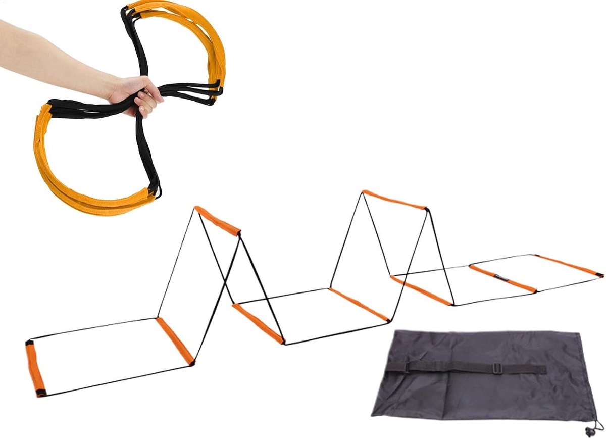 Voetbaltrainer - Behendigheidsladder Fitnessladder - Sportprestaties Verbeteren - Verstelbare Trainingsladder - 403 x 219 x 101 cm - Geel