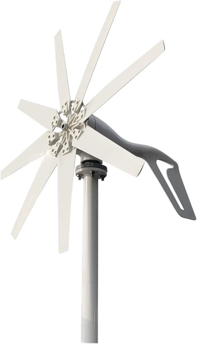 Windturbines - Energie Generator - Stroom Opwekken - 8 Bladen Ontwerp - 2000W 24V - Grijs