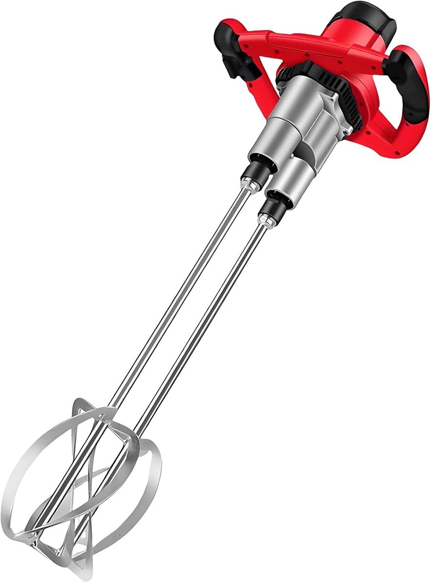 Elektrische Cementmixer - Roerder Mortel - Bouwmaterialen Mengen - Dubbele Mengstaven - 2800W - Grijs