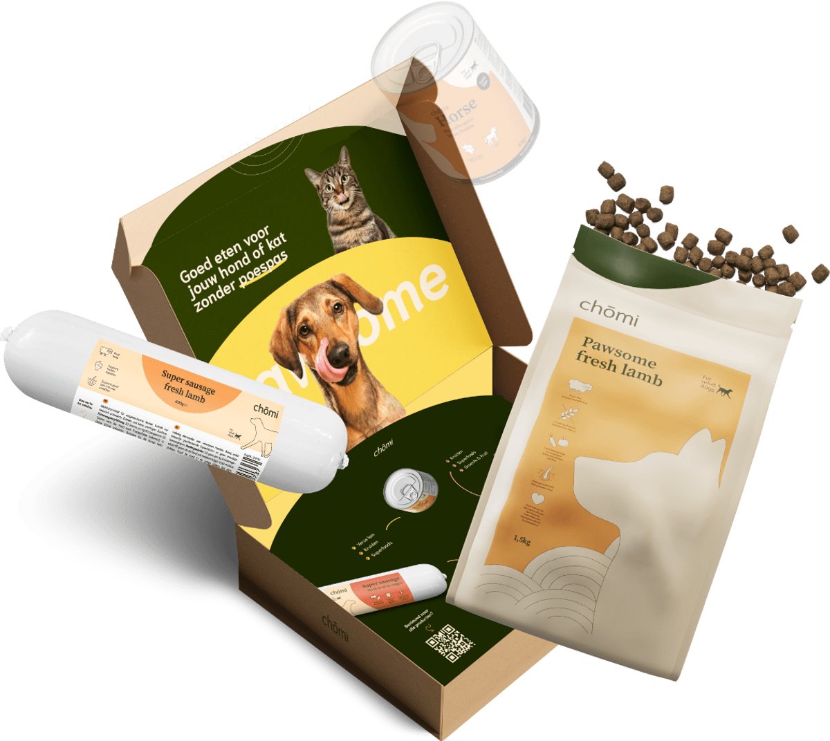 Chōmi Chomi Pets - Proefpakket Lam & Geit - 1,5kg Verse lam brokken - 400gr Geit natvoer