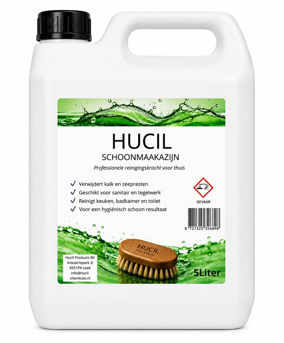 Hucil Schoonmaakazijn - 5 liter - azijn - reiniger - ontkalker - azijnzuur