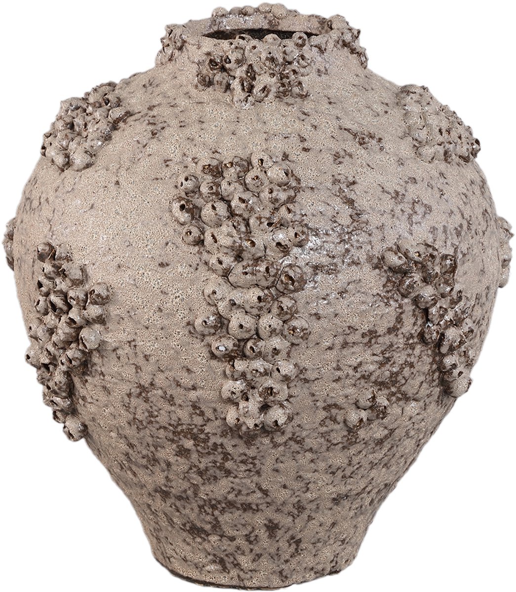 PTMD Deisy Beige Ceramic Jar Shaped Vase Rough Coral