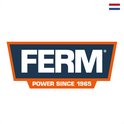 FERM logo met oranje en blauw kader. "POWER SINCE 1965". Nederlandse vlag.