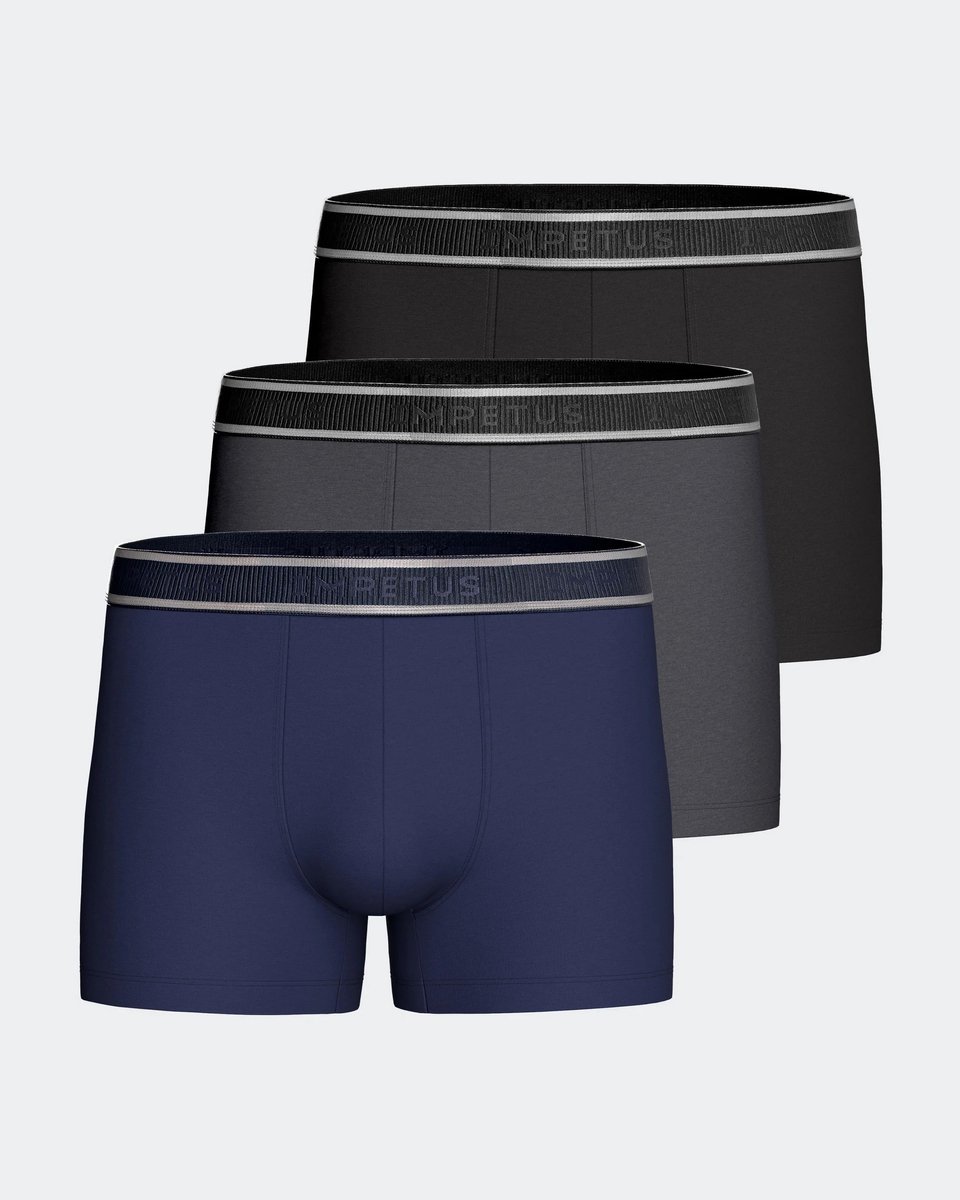 Impetus Heren Boxershort Katoen 3-Pack Blauw/Zwart/Grijs Blauw L
