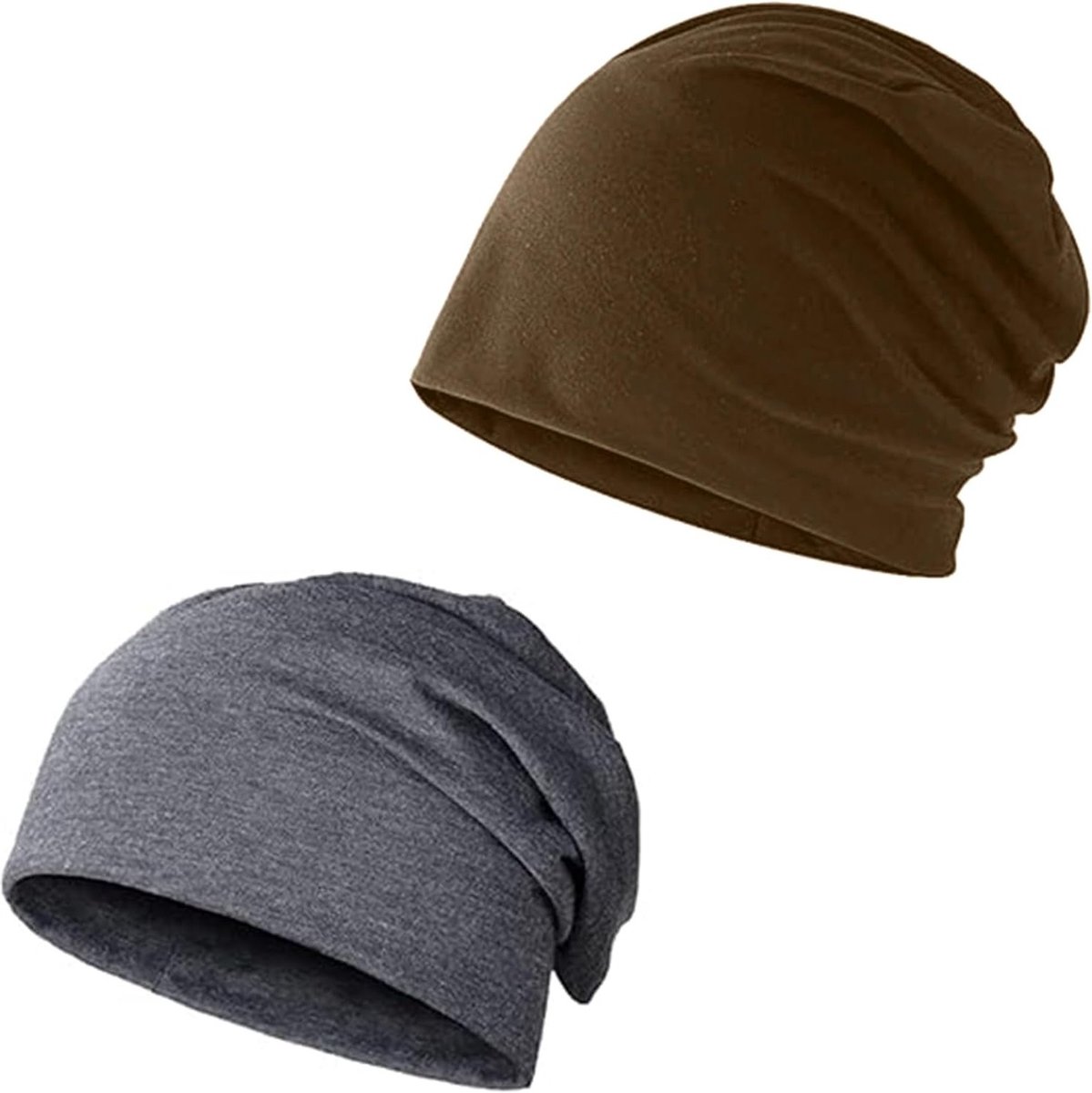 Set van 2 Unisex Slouch Beanies van Katoen, Comfortabele Hip Hop Mutsen voor Dagelijks Gebruik en Reizen, Warm en Ademend, Verkrijgbaar in 2 Kleuren