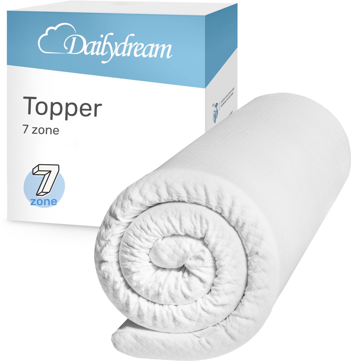 Dailydream | Ergonomische koudschuim Topper S/M - bis 100kg - 4cm Höhe / 135x190cm | Koud schuim | Topmatras - Topper Matras - Topdekmatras