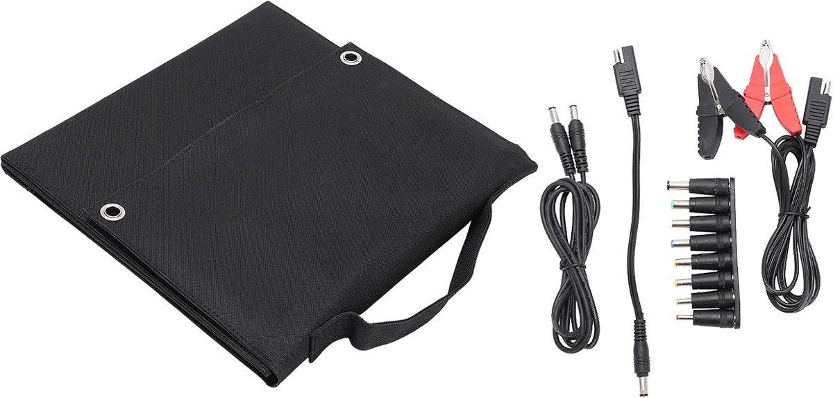 Opvouwbaar Zonnepaneel - Draagbare Charger Set - Buiten Opladen - Hoog Rendement - 40W - Zwart