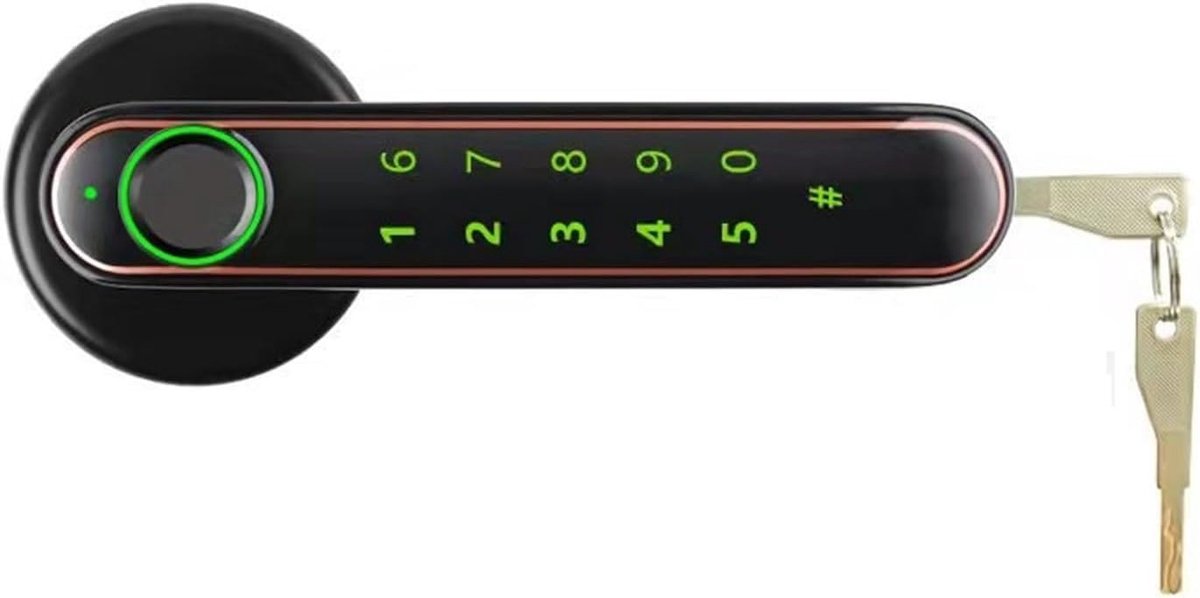 Slimme Deur Klink - Biometrische Slot - Huisbeveiliging - Vingerafdruk Wachtwoord - 300 Gram - Zwart