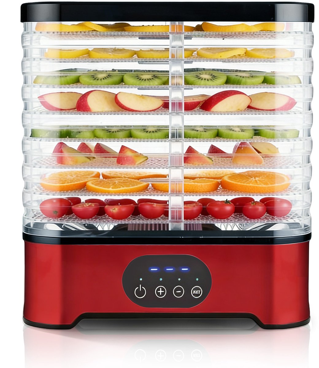 Voedseldroger 200W – 8 BPA-vrije bakken, 72-uurs timer, instelbare temperatuur tot 21°C – voor vlees, fruit, kruiden & hondensnacks
