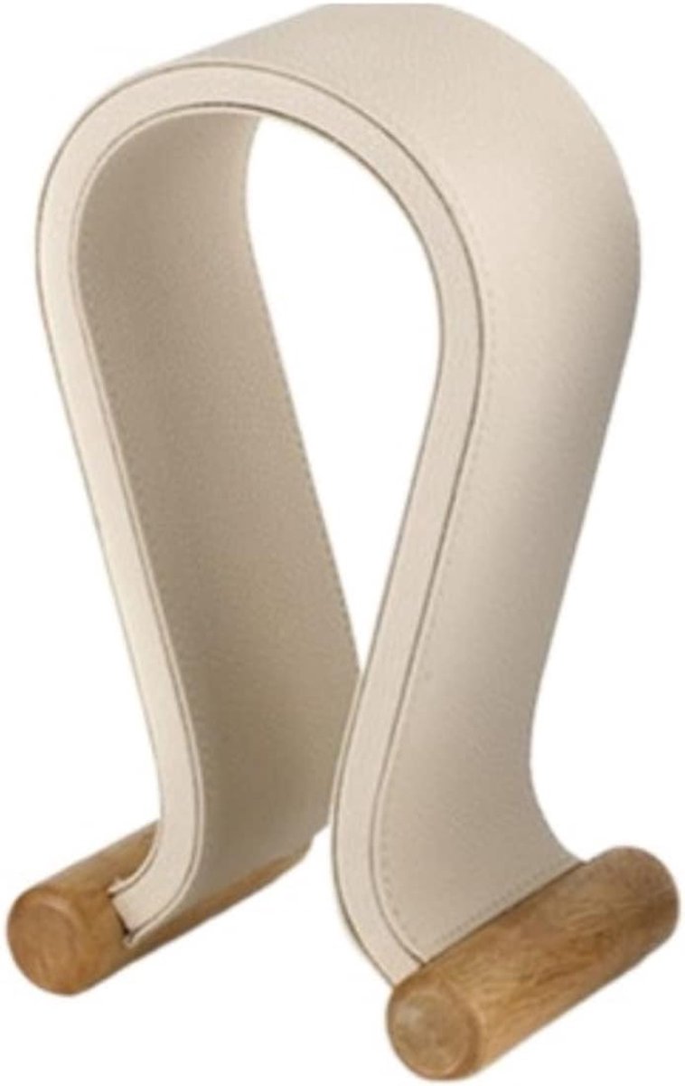 Koptelefoonstandaard - Hoofdtelefoonhouder Bureau - Opbergen Koptelefoon - Elegant Gebogen Curve - 15 x 12 x 25.5 cm - Beige