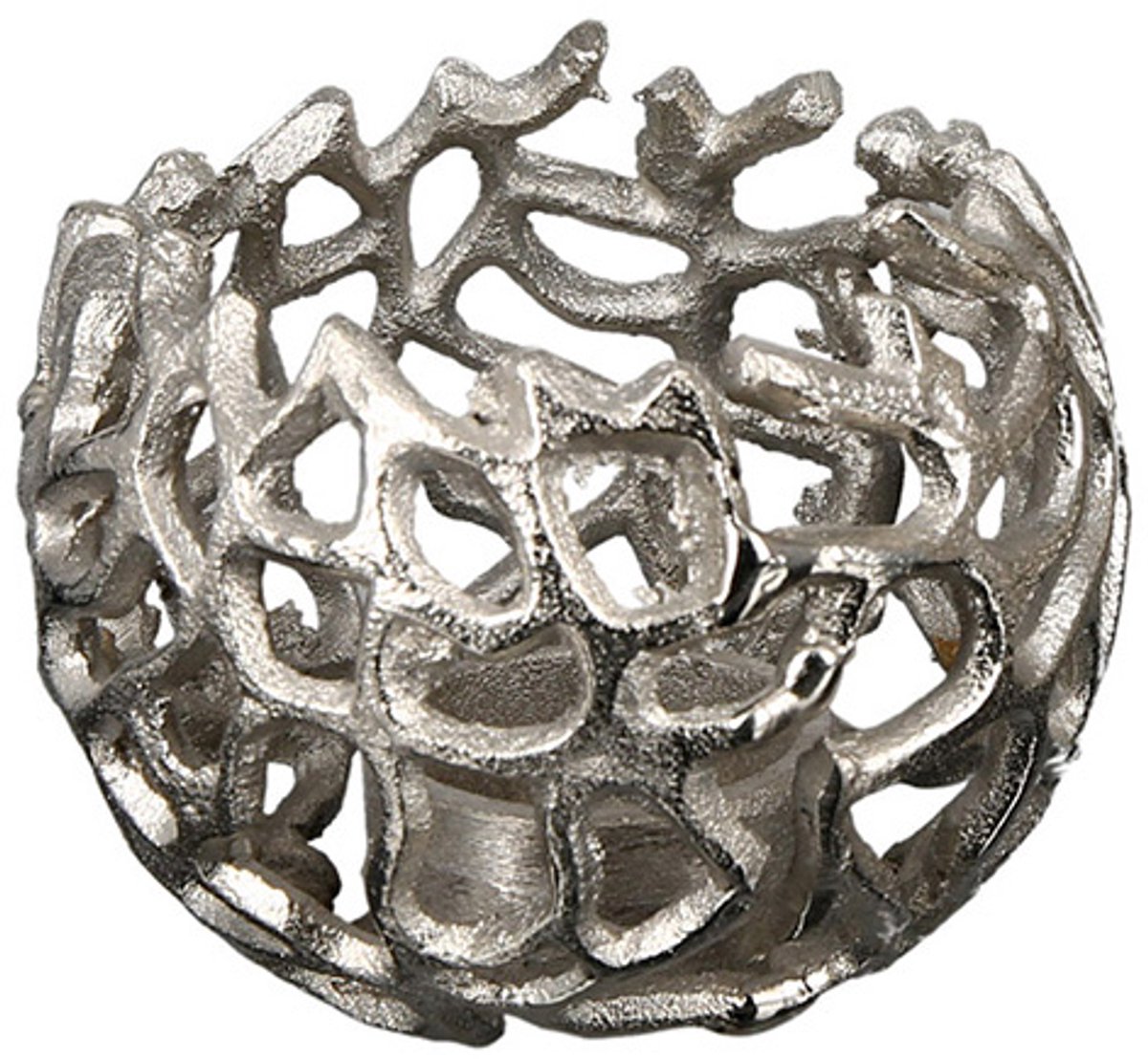 Takvormige kandelaar in zilver aluminium | Twigs | Diameter 12 cm