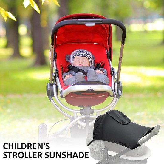 Kinderwagen Zonnescherm - Zonnedoek Kinderwagen - Zonnedoek buggy - Zonnedoek Wandelwagen - Zonnekap - Zonnedoek - Met kijkvenster - Buggy accessoire - Waterdichte, UV-werende - Parasol - voor kinderwagen - zwart van Merkloos — afbeelding 2