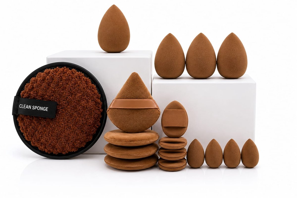 IBORA 17-Delige Beauty Blender Set – Make-up Sponsen, Powder Puffs & Beauty Accessoires