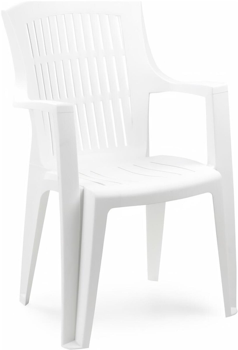 Gerimport tuinstoel Ameland - wit - kunststof - 63 x 56 x 89 cm - bijzet stoelen