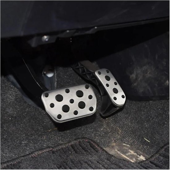 Auto Pedaal Set - Pedaal Covers - Verbeterde Rijervaring - Stabiele Grip - 2PC AT - Zilver — afbeelding 2