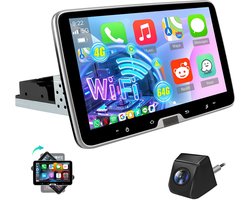 Cestovet 1DIN Autoradio 360° - Android 15 - 4+64G - draaibaar scherm Draadloos Carplay & Andriod Auto - Bluetooth - GPS-navigatiesystem - Achteruitrijcamera