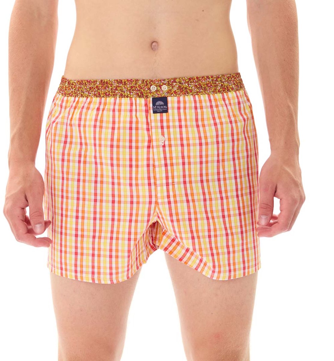 McAlson Heren Boxershort Geruit Rood, Geel & Oranje Oranje M