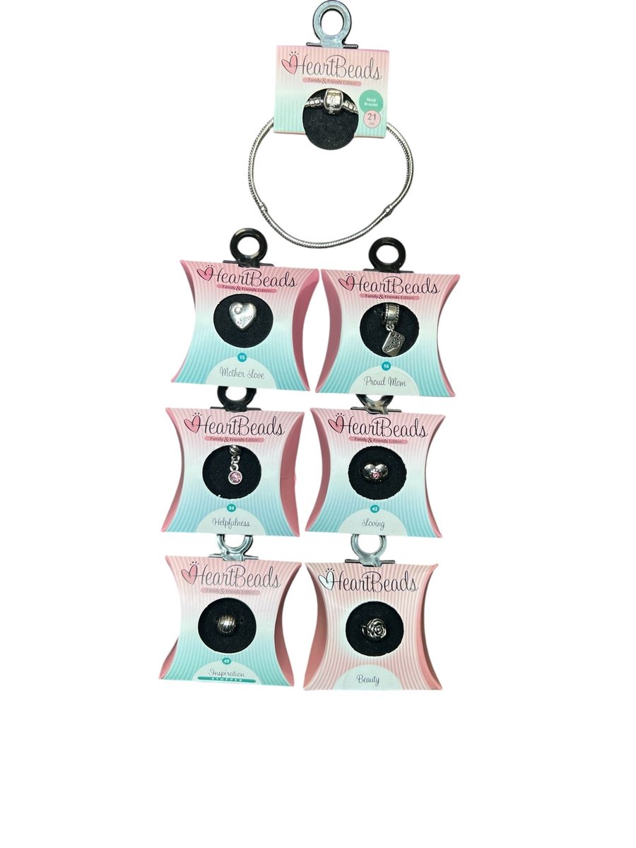 HeartBeads Armband Met 6 Bedels (5 Bedels en 1 Stopper) 21cm Metaal