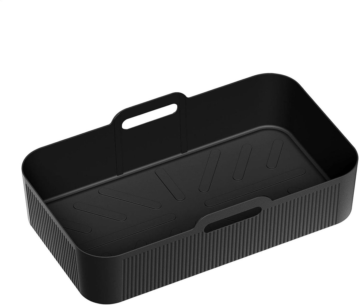 Siliconen Airfryer Mat - Airfryer Inlegvel - Gemakkelijk Bakken - Anti-aanbaklaag - 33 cm - Zwart