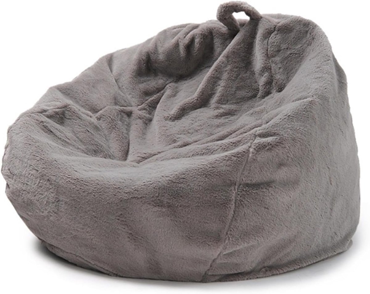 Zitzak Fauteuil Hoes - Zitzak Stoelhoes - Opbergen Knuffels - Nepbont - 90x110cm - Bruin
