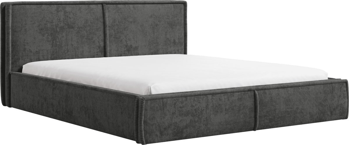 AJE Meubles B.V. Gestoffeerd Bed 04 met Opbergruimte en Hoofdbord 140x200 cm - Donkergrijs (Poso 34)
