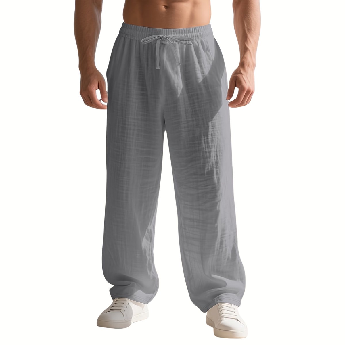 Currero Linnen Broek Heren Zomerbroek Volwassenen Lange Broek Pantalon Strandbroek Zomer Ibiza Stijl Ruimtegrijs