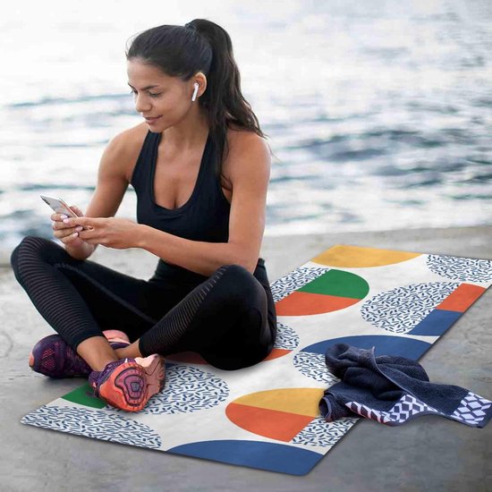 Yogamat met Tas - Fitness Mat - Thuis Sporten - Natuurlijk Rubber - 180x66 cm - Geometrisch Wit van Yogamat — afbeelding 4