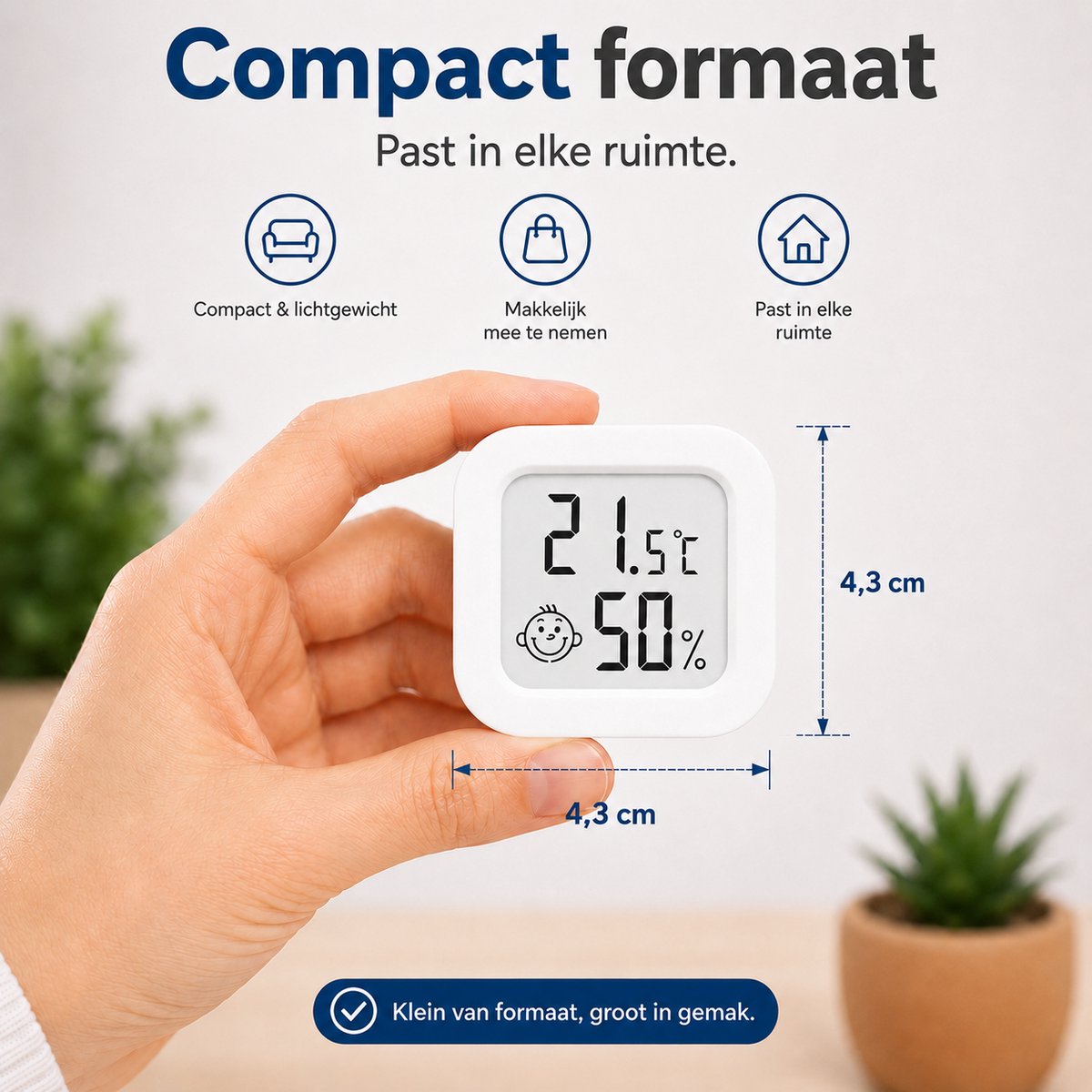 Joybelli® Digitale Hygrometer 2-Pack met Temperatuurmeter – Luchtvochtigheidsmeter voor Babykamer, Slaapkamer en Woonkamer – Inclusief 4 Batterijen — cadeau in Cadeau-ideeën - foto 5
