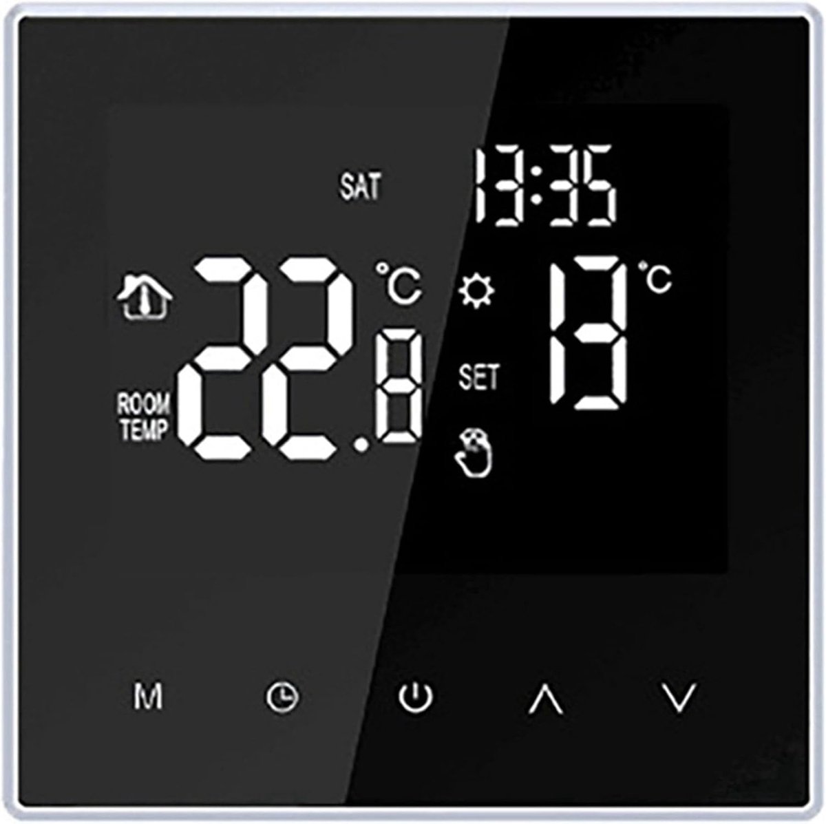 Intelligente Thermostaat - Digitale Regelaar - Vloerverwarming Instellen - Programmeerbaar - 86 x 86 mm - Zwart