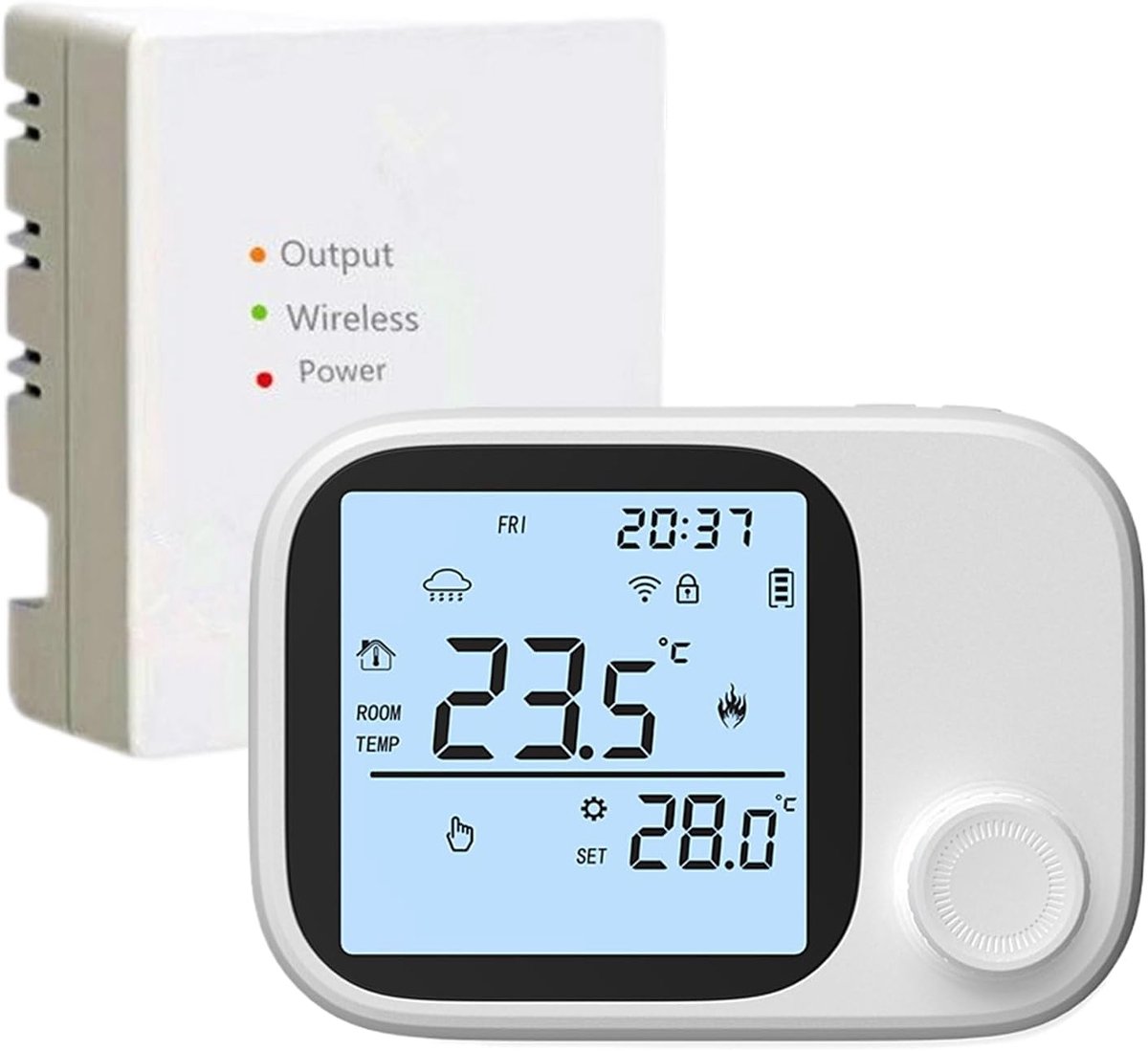 Intelligente Thermostaat - Wifi Regelaar - Comfort Beheer - App en Spraakbesturing - 8.6 x 8.6 x 3 cm - Wit