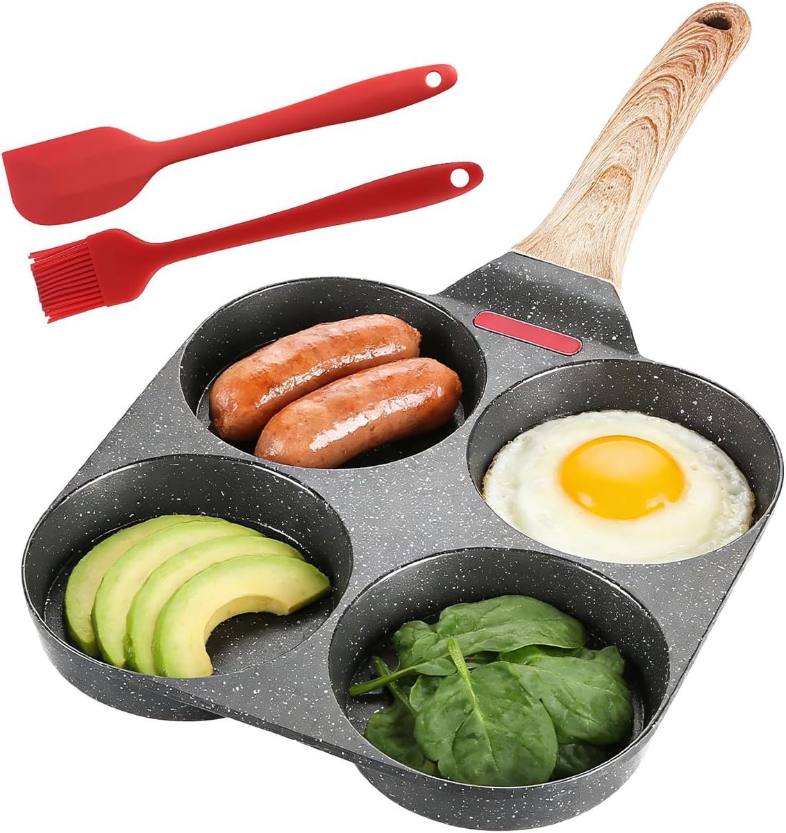 Eierpan - Omeletpan Koekenpan - Ontbijt Maken - Temperatuur Sensor - 4 Eieren - Meerkleurig