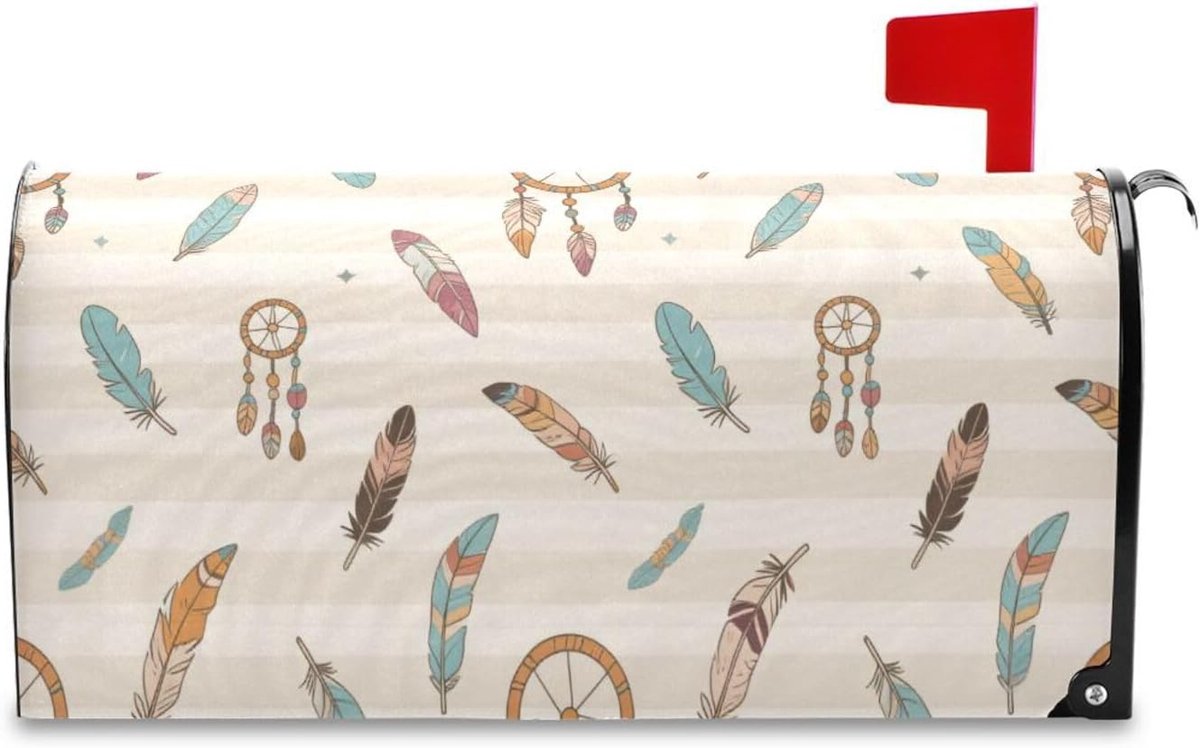 Brievenbus Covers - Magnetische Covers - Woondecoratie - Waterdicht Oxford Materiaal - Standaard Formaat - Bruin Wit Gestreepte